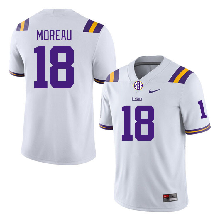 LSU Tigers #18 Foster Moreau College Football Jerseys Stitched Sale-White